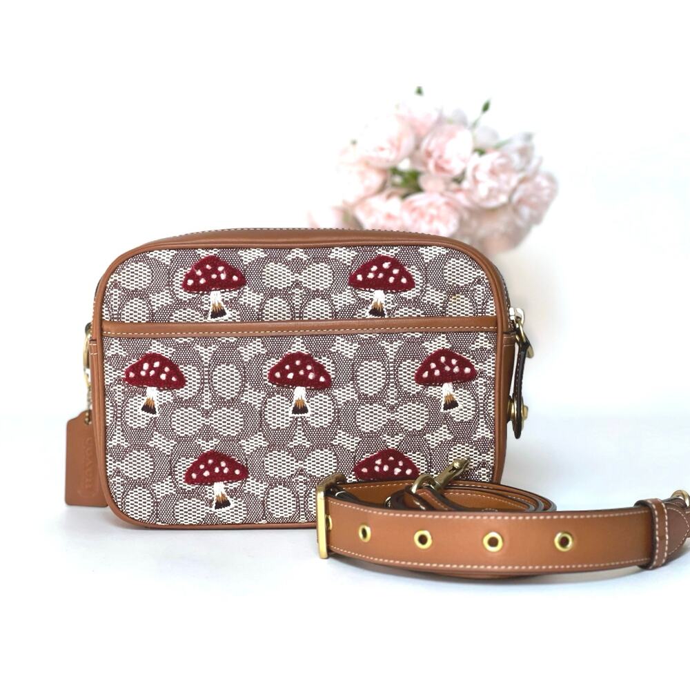 Coach Crossbody Flight Bag in Signature Jacquard with Mushroom Embroidery